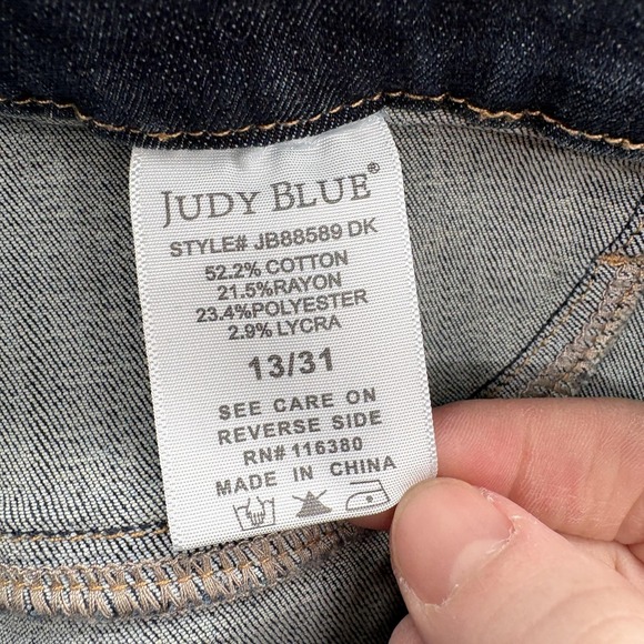 Judy Blue Slim Boot Jeans Womens 13/31 Blue Dark Wash High Rise Stretch Denim - Picture 5 of 13